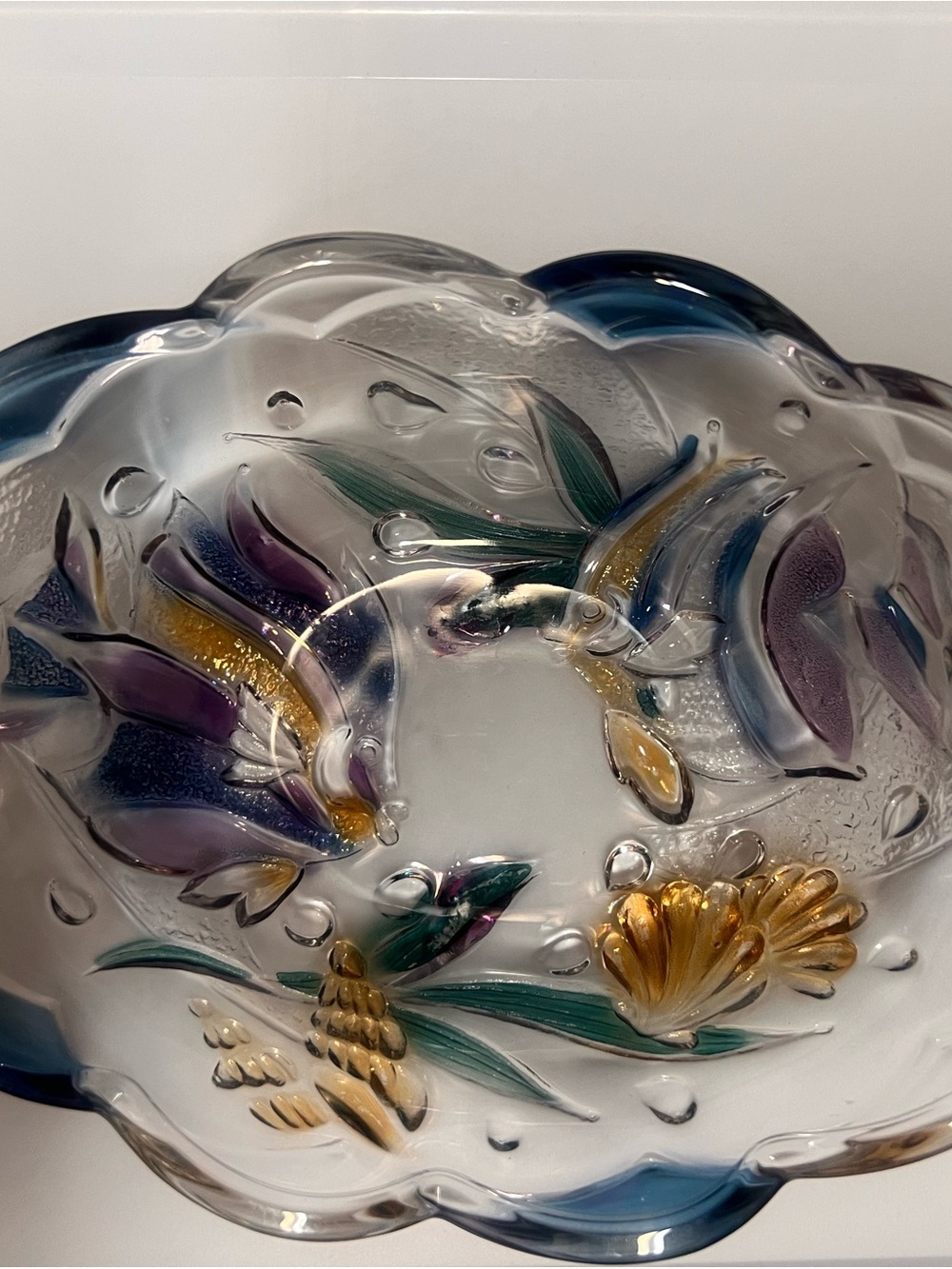 VTG Mikasa Savoir Vivre, Key Largo Tropical Fish Stained Glass Oval Bowl Dish